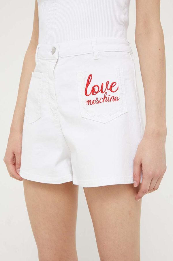 Love Moschino Jeans kratke hlače Love Moschino ženski, bela barva