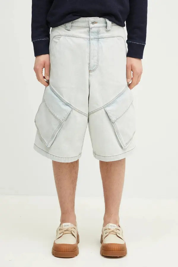 Marcelo Burlon Jeans kratke hlače Marcelo Burlon Bleach Dnm Wide Cargo Shorts Light Blue