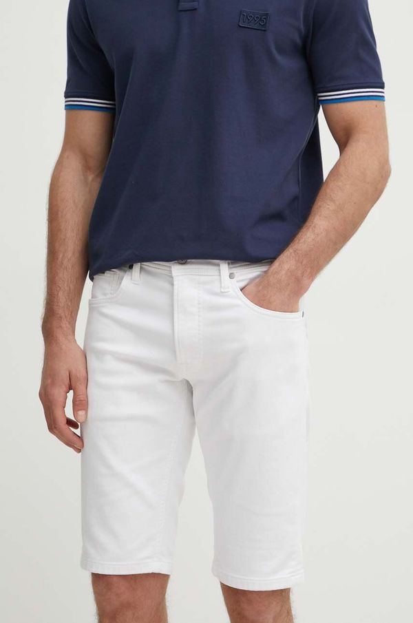 Pepe Jeans Jeans kratke hlače Pepe Jeans SLIM GYMDIGO SHORT moške, bela barva, PM801075TC3