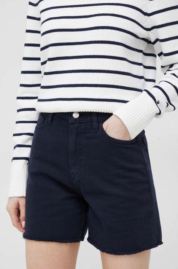 Tommy Hilfiger Jeans kratke hlače Tommy Hilfiger ženski, mornarsko modra barva