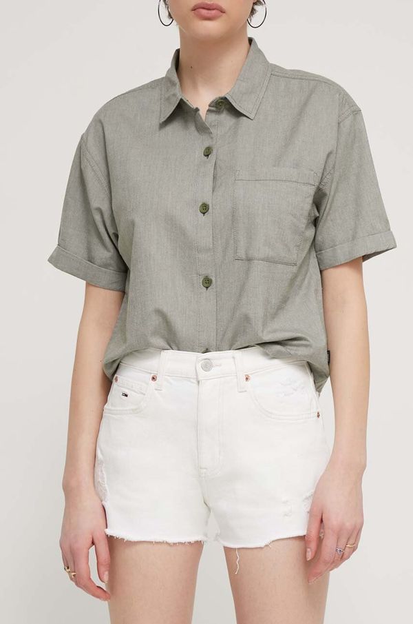 Tommy Jeans Jeans kratke hlače Tommy Jeans ženske, bež barva, DW0DW17643