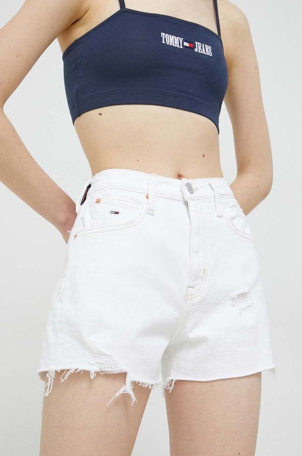 Tommy Jeans Jeans kratke hlače Tommy Jeans ženski, bela barva