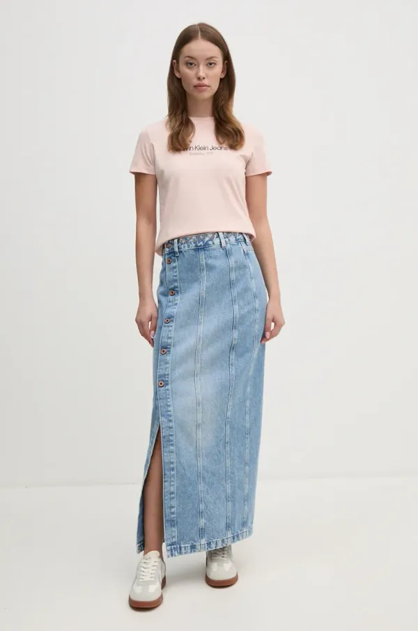 Pepe Jeans Jeans krilo Pepe Jeans MIDI SKIRT UHW EMBRO PL901166