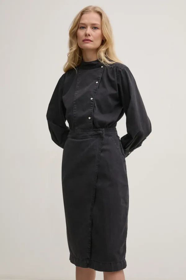 BA&SH Jeans obleka BA&SH BAKIE siva barva, 1E25BAKI