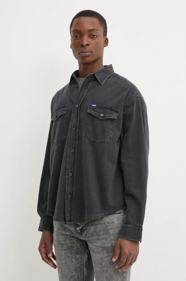 Hugo Blue Jeans srajca Hugo Blue moška, siva barva, 50534179