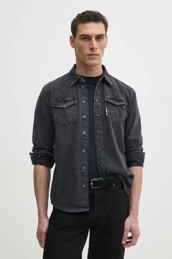 Karl Lagerfeld Jeans srajca Karl Lagerfeld moška, črna barva, 551851.605901