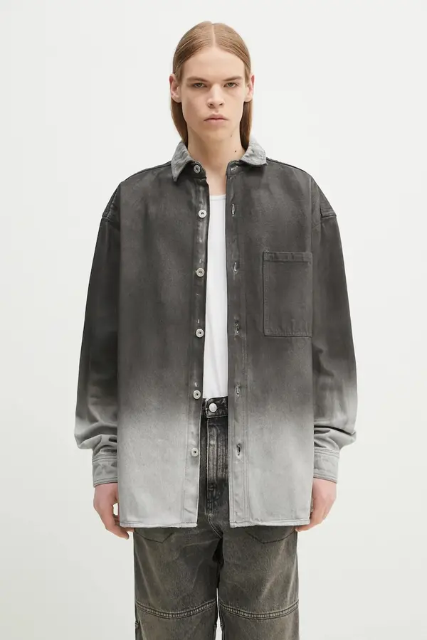 Marcelo Burlon Jeans srajca Marcelo Burlon Gradient Denim Overshirt Black White