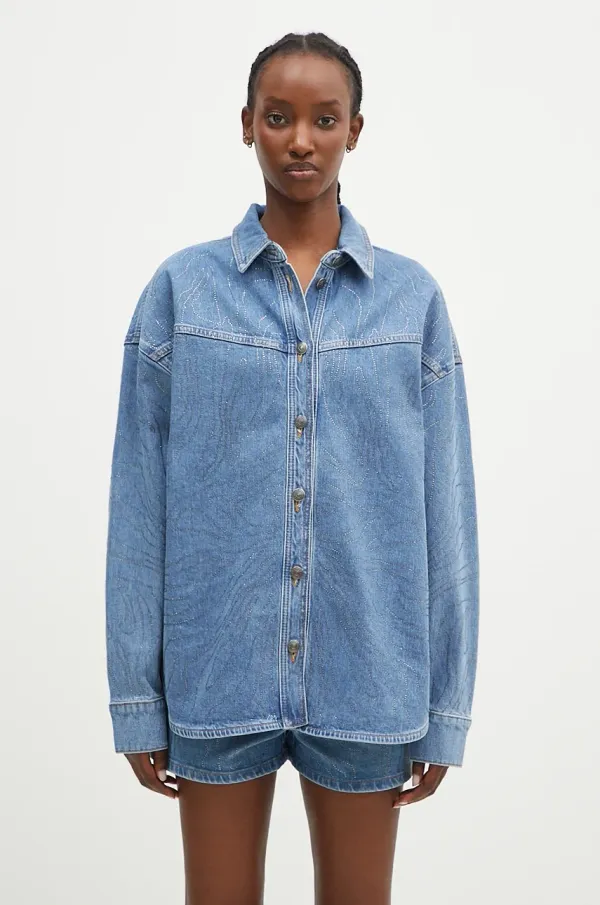 Rotate Jeans srajca Rotate Rhinestone Denim ženska, 1126401468