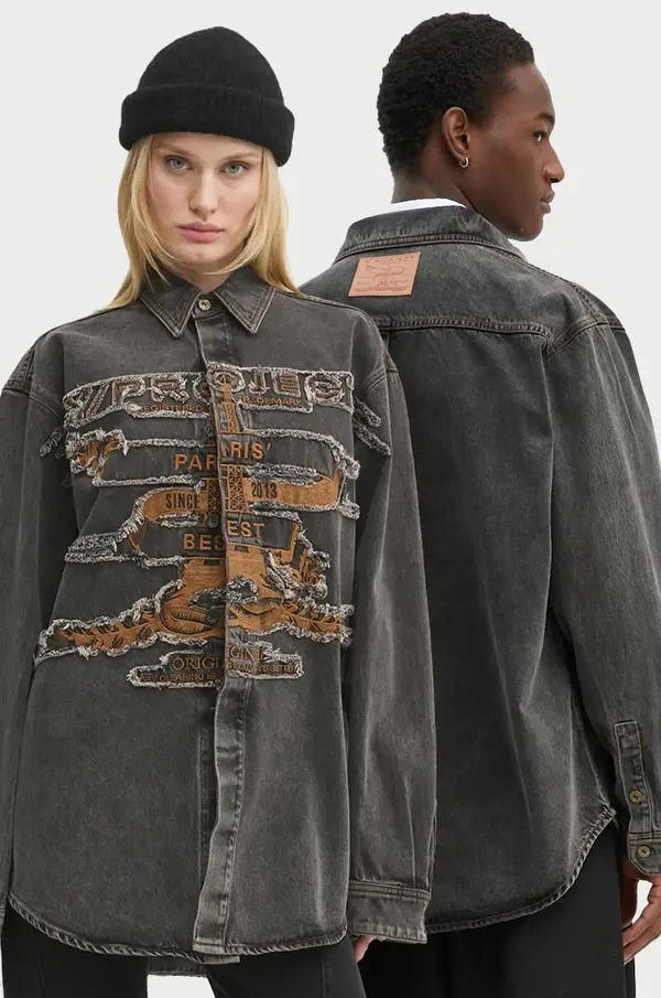 Y/Project Jeans srajca Y/Project EVERGREEN PARIS' BEST PATCH DENIM SHIRT
