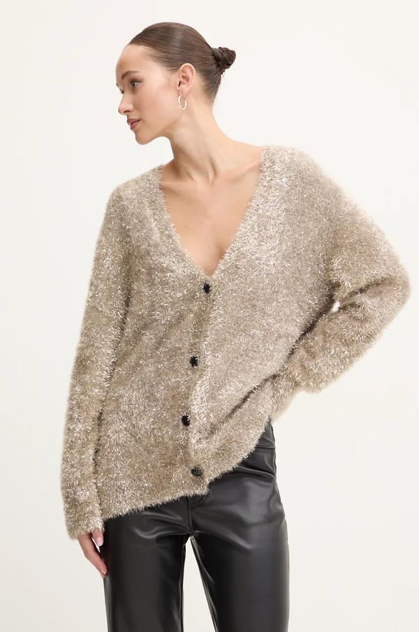 Never Fully Dressed Jopica Never Fully Dressed Metallic Cardigan ženska, siva barva, NFDKN457