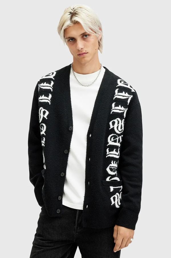 AllSaints Jopica s primesjo volne AllSaints SCRIPTURE črna barva, M065KB