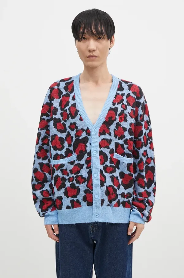 Icecream Jopica s primesjo volne ICECREAM Leopard Print Knitted Cardigan rdeča barva, IC24324