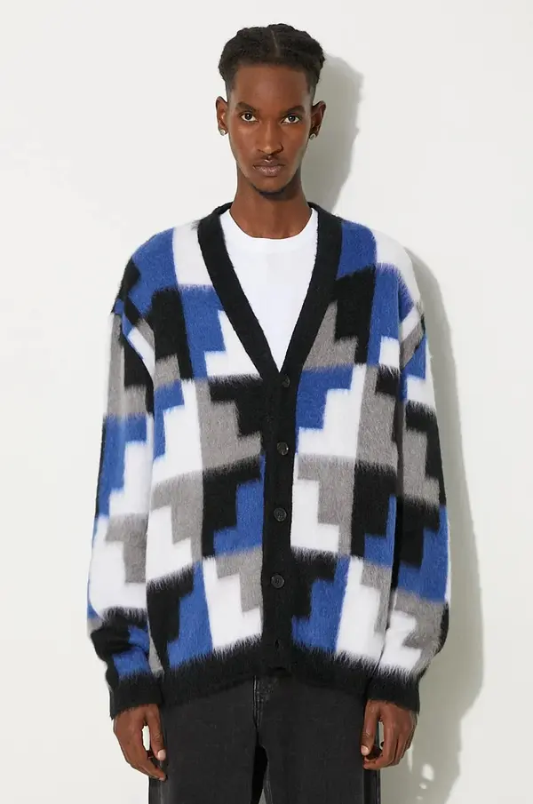 Marcelo Burlon Jopica s primesjo volne Marcelo Burlon AOP Damier Cross Knit Cardigan