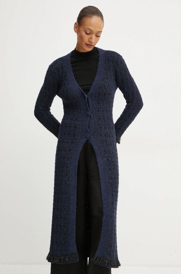 Twinset Jopica s primesjo volne Twinset mornarsko modra barva, 242TT3590