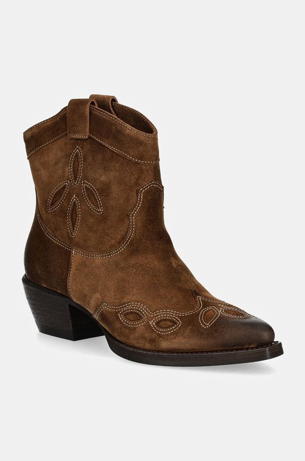 Billi Bi Kabojski škornji iz semiša Billi Bi ženski, rjava barva, A7170