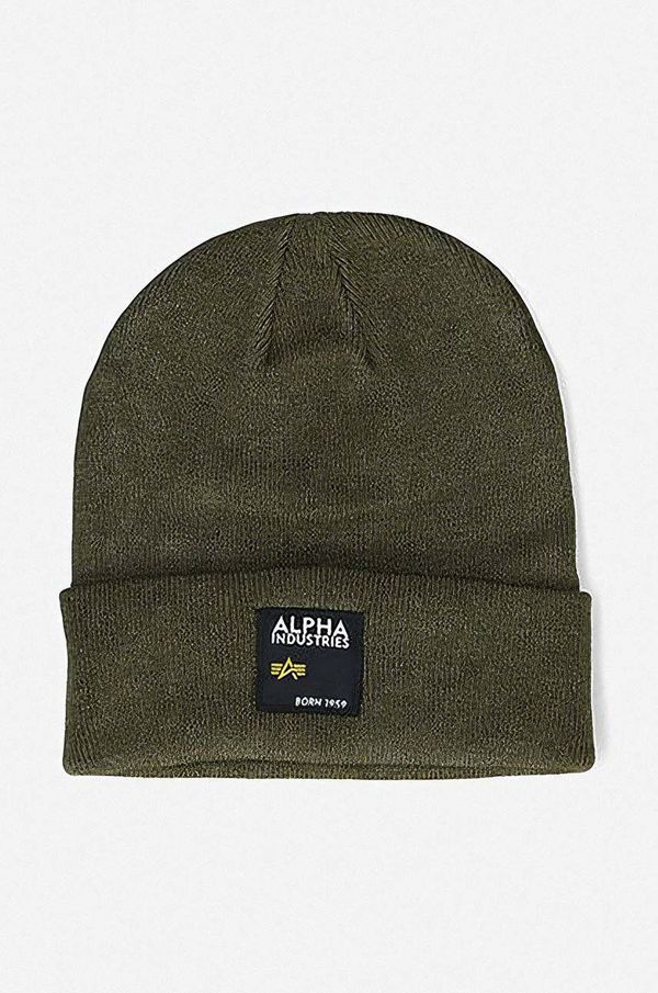 Alpha Industries Kapa Alpha Industries Label Beanie zelena barva