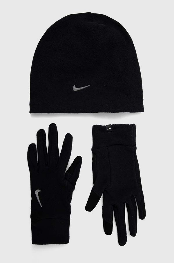 Nike Kapa in rokavice Nike črna barva