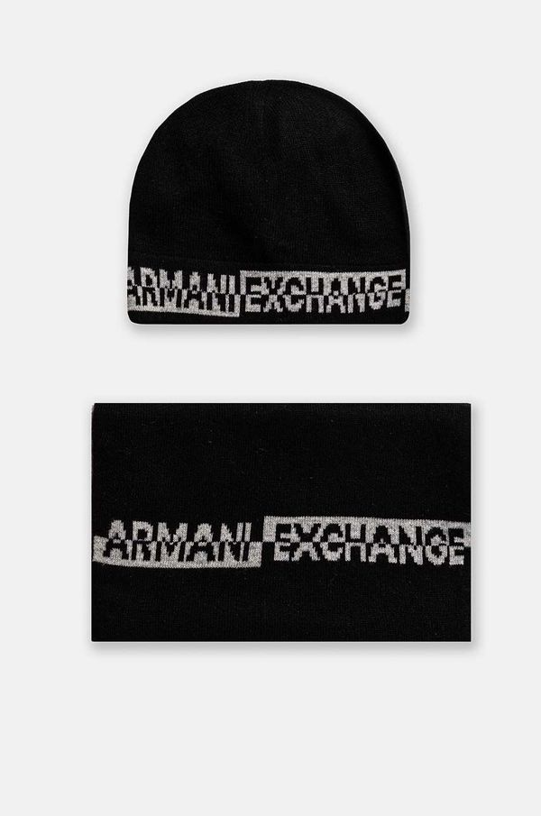 Armani Exchange Kapa in šal s primesjo volne Armani Exchange črna barva, XM000337 AF12274