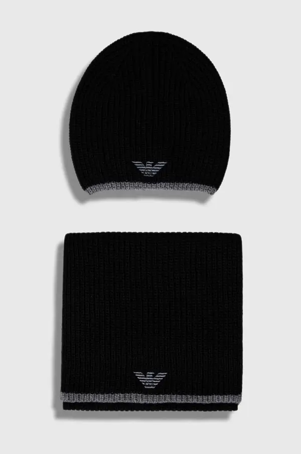 Emporio Armani Kapa in šal s primesjo volne Emporio Armani