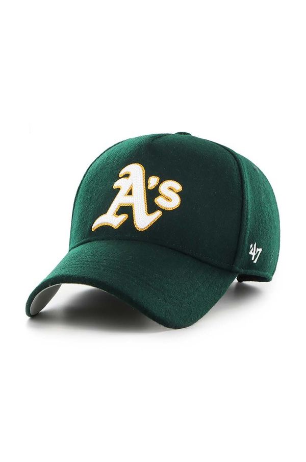 47 brand Kapa iz mešanice volne 47 brand MLB Oakland Athletics zelena barva, B-CHSMD18WIS-DG