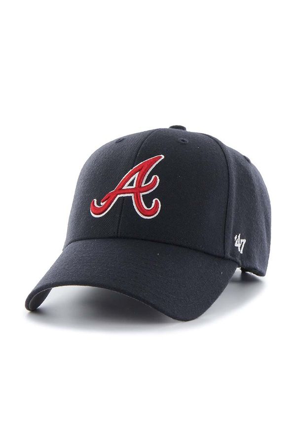 47brand Kapa iz mešanice volne 47brand MLB Atlanta Braves mornarsko modra barva