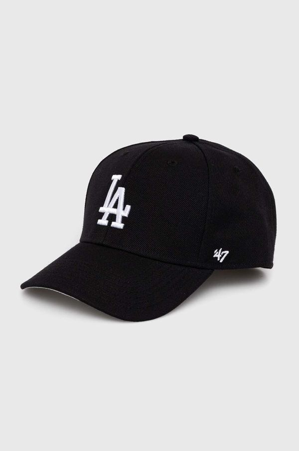 47brand Kapa iz mešanice volne 47brand MLB Los Angeles Dodgers črna barva, BMVP12WBV