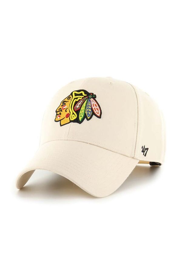 47brand Kapa iz mešanice volne 47brand NHL Chicago Blackhawks bež barva