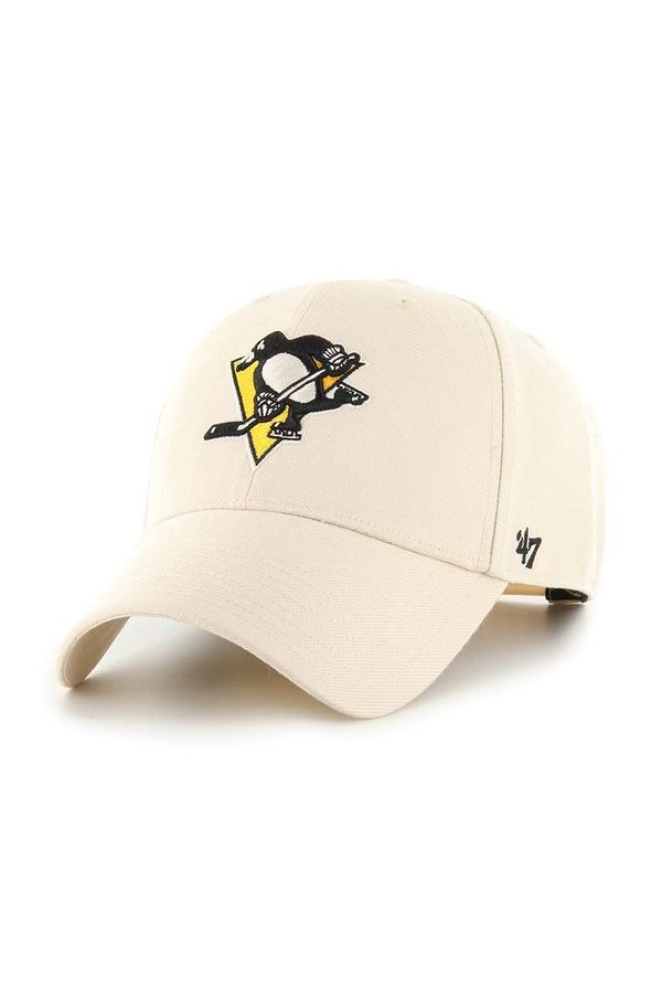 47brand Kapa iz mešanice volne 47brand NHL Pittsburgh Penguins bež barva