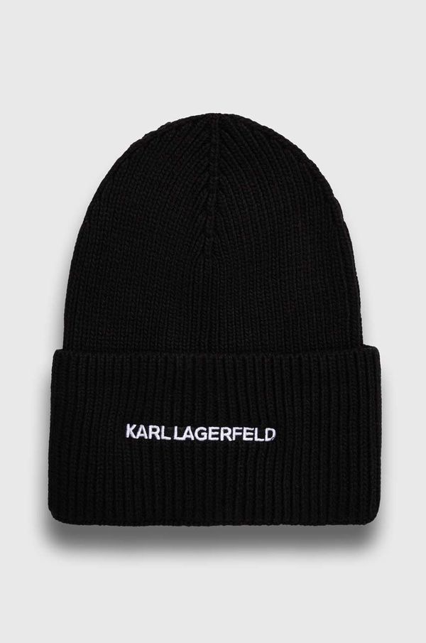 Karl Lagerfeld Kapa s primesjo kašmirja Karl Lagerfeld črna barva
