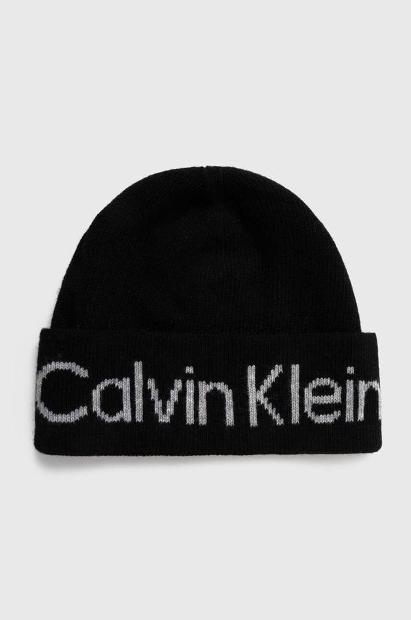 Calvin Klein Kapa s primesjo volne Calvin Klein črna barva