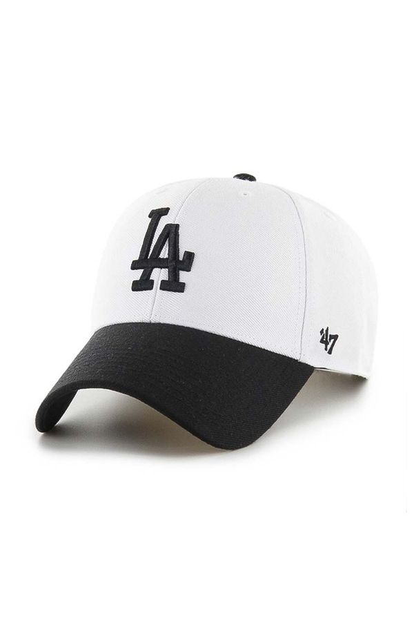 47 brand Kapa s šiltom 47 brand MLB Los Angeles Dodgers bela barva, B-SUMTT12WBP-WH