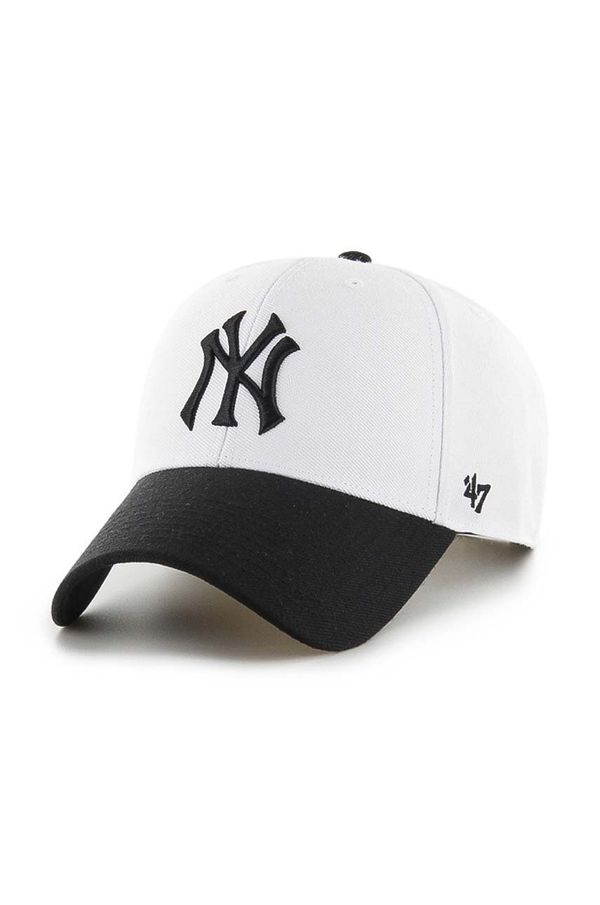 47 brand Kapa s šiltom 47 brand MLB New York Yankees bela barva, B-SUMTT17WBP-WH