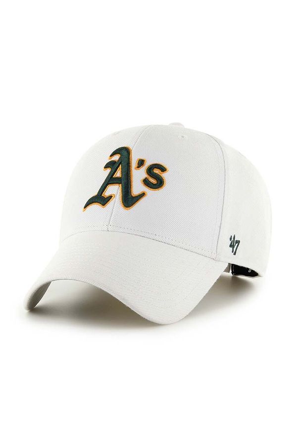 47 brand Kapa s šiltom 47 brand MLB Oakland Athletics bela barva, B-MVP18WBV-WHA