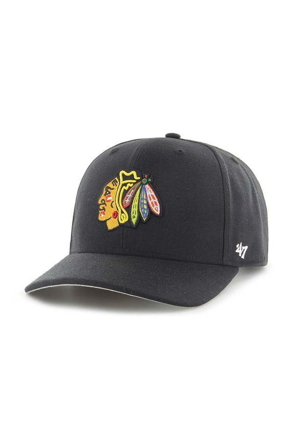 47 brand Kapa s šiltom 47 brand NHL Chicago Blackhawks črna barva, H-CLZOE04WBP-BKB