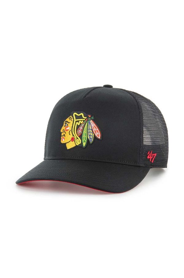 47 brand Kapa s šiltom 47 brand NHL Chicago Blackhawks črna barva, H-MSHTC04GWP-BK