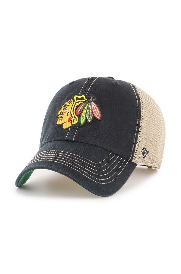 47 brand Kapa s šiltom 47 brand NHL Chicago Blackhawks črna barva, H-TRWLR04GWP-BK