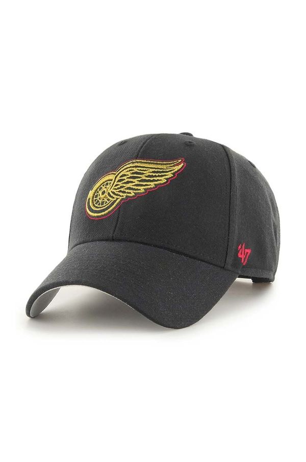 47 brand Kapa s šiltom 47 brand NHL Detroit Red Wings črna barva, H-MTLCS05WBP-BKA