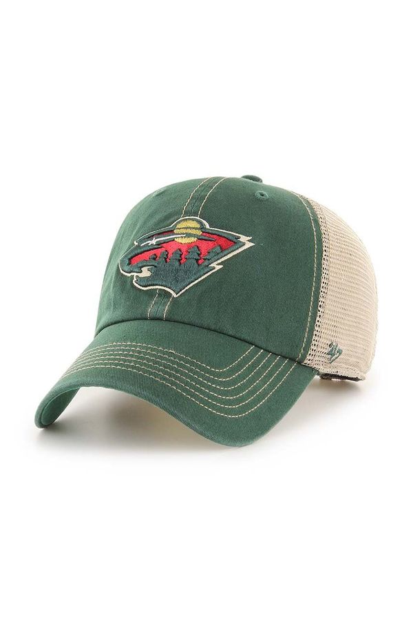 47 brand Kapa s šiltom 47 brand NHL Minnesota Wild zelena barva, H-TRWLR29GWP-DG