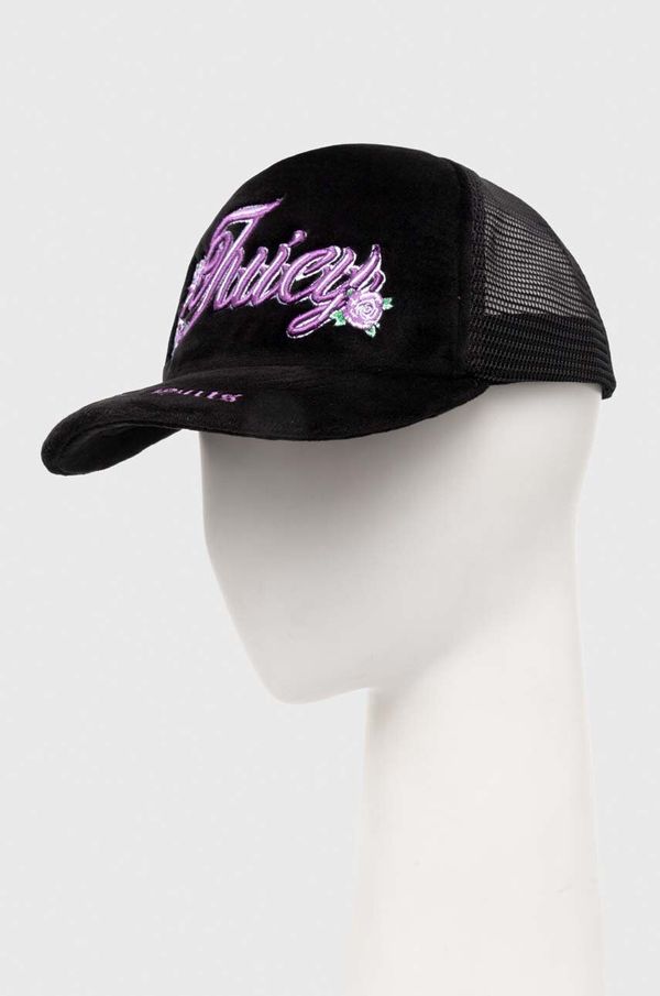 Juicy Couture Kapa s šiltom Juicy Couture ROSE & THORN TRUCKER CAP črna barva, JCAWH224701