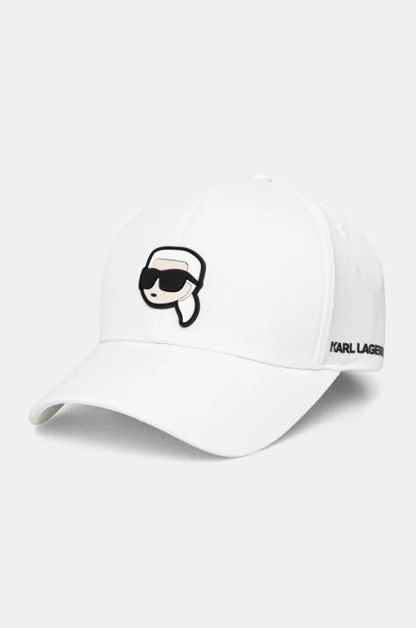 Karl Lagerfeld Kapa s šiltom Karl Lagerfeld bela barva, 551122.805615
