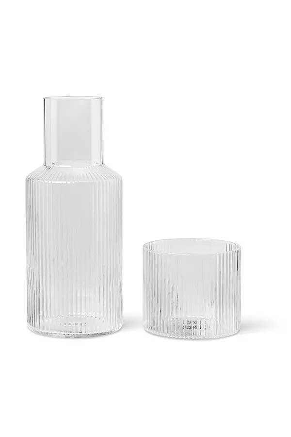 Ferm Living Karafa s steklom ferm LIVING Ripple Small Carafe Set 500/200 ml