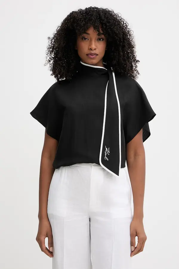 Karl Lagerfeld Karl Lagerfeld bluza ženska z dodatkom lanu