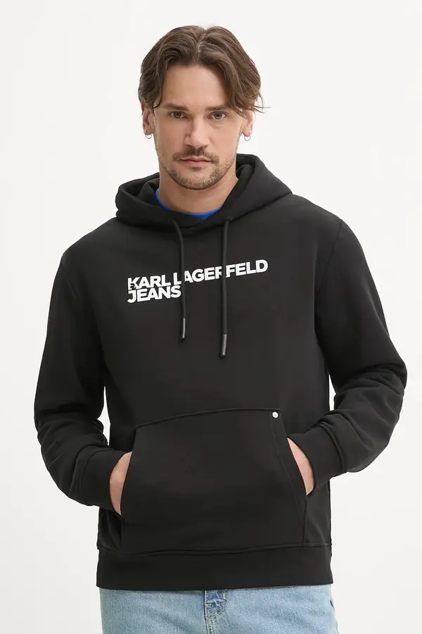 Karl Lagerfeld Jeans Karl Lagerfeld Jeans pulover s kapuco moški z bombažem