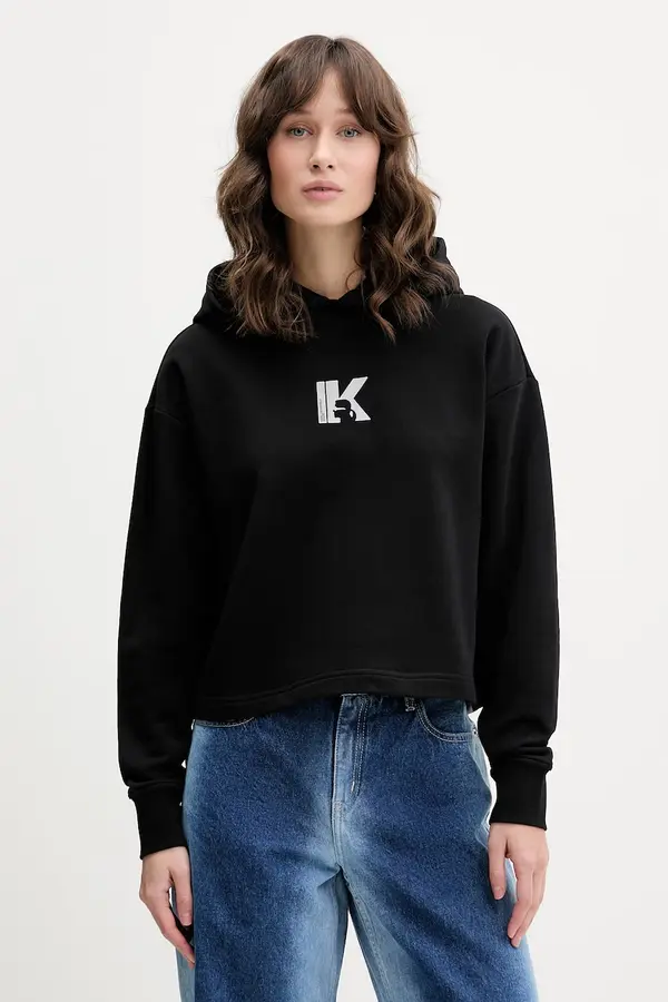 Karl Lagerfeld Jeans Karl Lagerfeld Jeans pulover s kapuco ženski bombažen