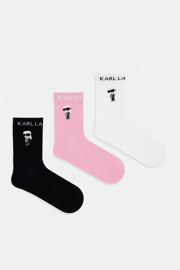 Karl Lagerfeld Karl Lagerfeld nogavice ženske z bombažem K/IKON paket 3 kosov