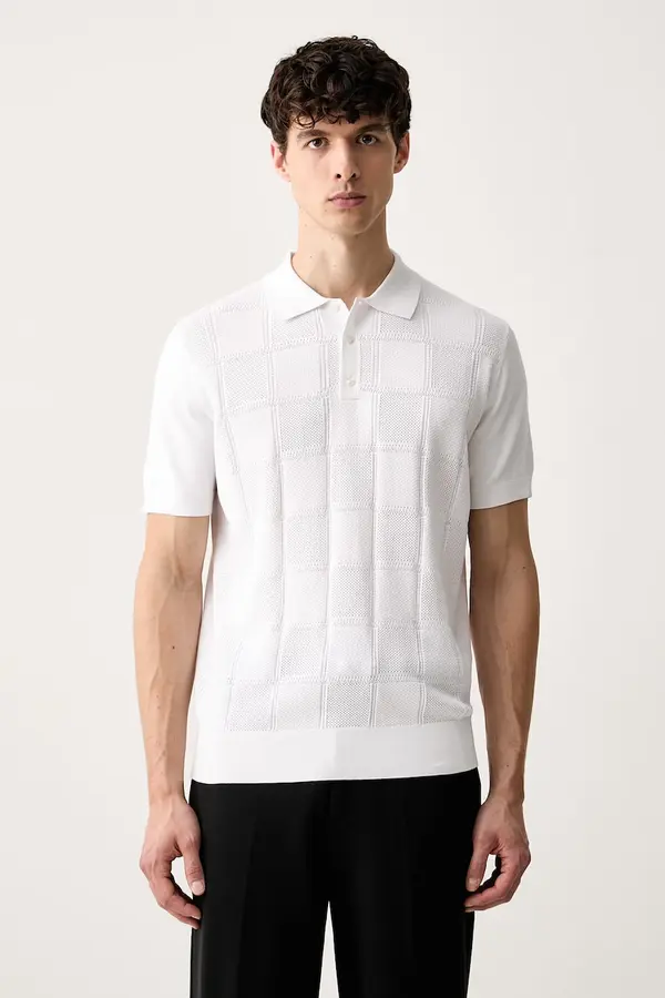 Karl Lagerfeld Karl Lagerfeld pletena polo majica moška z viskozo