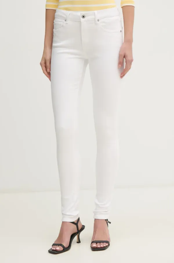 Pepe Jeans Kavbojke Pepe Jeans SKINNY JEANS MW REGENT ženske, bela barva, PL204728TC7
