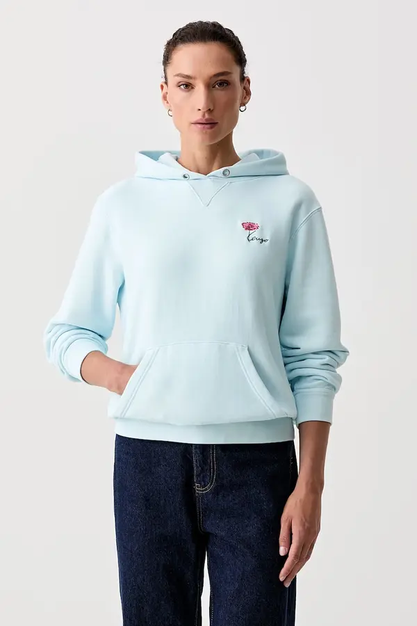 Kenzo Kenzo pulover s kapuco ženski bombažen