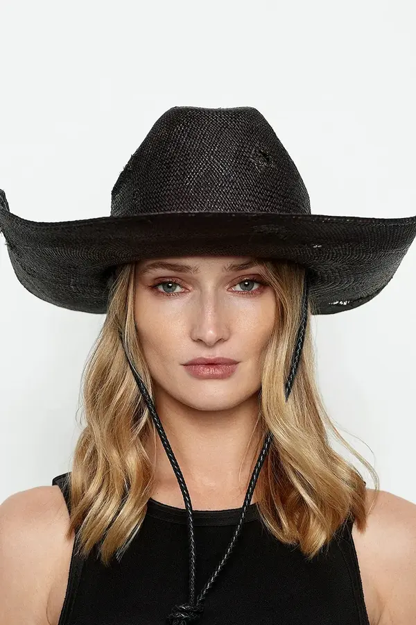 RUSLAN BAGINSKIY Klobuk Ruslan Baginskiy Ruslan Baginskiy Cowboy Hat with Leather Trim