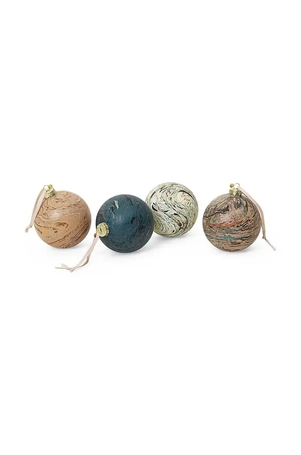 Ferm Living Komplet božičnih kroglic ferm LIVING Marble Baubles L 4-pack